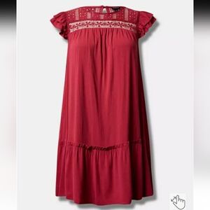 Torrid Red Lace Yoke Dress